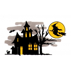 disegno castello halloween colorato 300x300