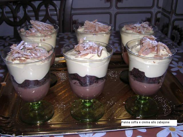 Panna cotta al cioccolato con crema allo zabajone