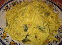 Trofie con zafferano,pancetta e zucchine